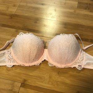 pink lace push up bra